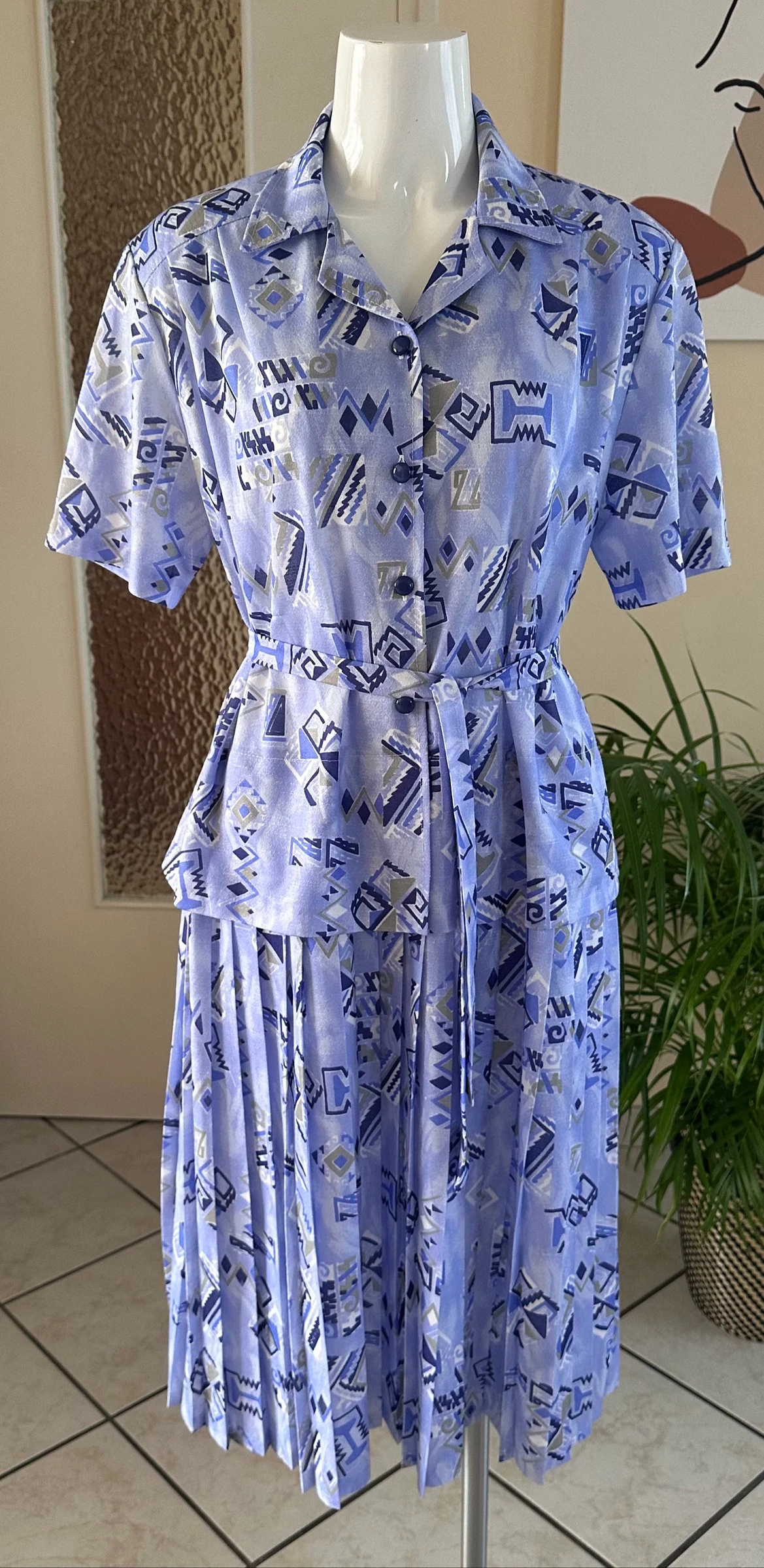 Vestido Plissado Vintage com Cinto Tamanho 38/40 – Fabricação Francesa – NOVO – photo 3